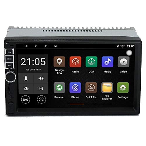 Upgraded 7 Inch Touch Screen Android 7.1 QuadCore CPU Double Din Car Stereo in Dash GPS Navigation Surport Bluetooth WiFi Car Radio Audio Vehicle Headunit with Free Rear Camera and Car Tuning Tools
