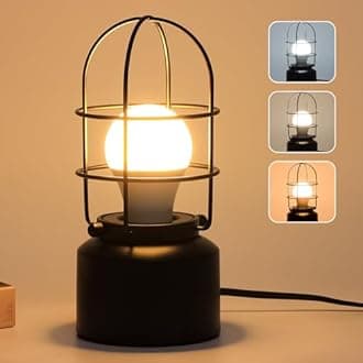Haian Support Vintage Rustic Desk Lamp - Industrial Bedside Table Lamp for Nightstand - Antique Small Lamp with 3 Color Temperatures LED Bulb and Wire Switch