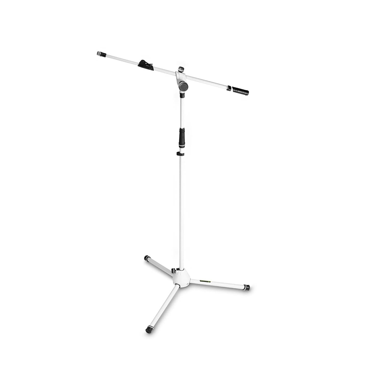 Gravity MS 4322 W - Microphone Stand with Folding Tripod Base and 2-Point Adjustment Telescoping Boom, White