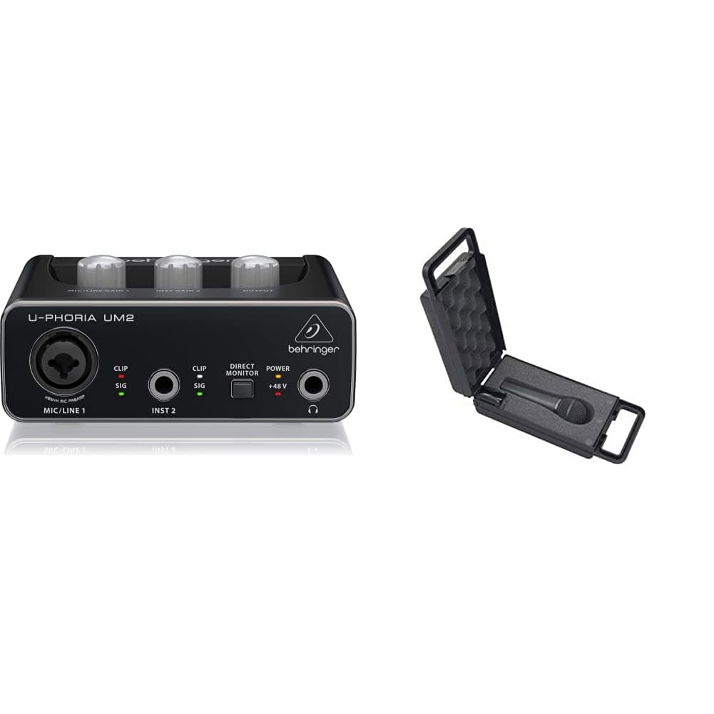 Behringer U-Phoria UM2 USB Audio Interface and Behringer XM8500 Dynamic Cardioid Vocal Microphone Bundle