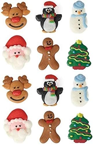 Edible Christmas Cake Cupcake Decorations x12