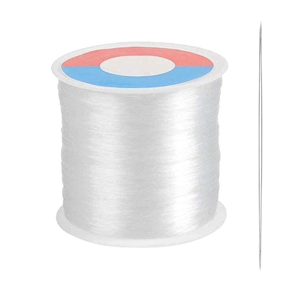 500m Clear Nylon Thread for Hanging Decorations and Sewing, 0.3mm Strong Clear Beading Thread for Wedding Decorations Jewellery Making, Invisible Nylon Thread Wire/Line with Bead Needle