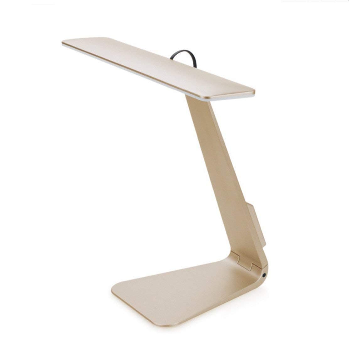 LED Table Lights,MUEQU Dimmable Office Lamp Eye-Caring Reading Lamp,Foldable 28 LED Bedside Lamp with 3 Level Dimming,USB Rechargeable/Touch Desk Lamp for Reading,Study,Bedroom(Gold)