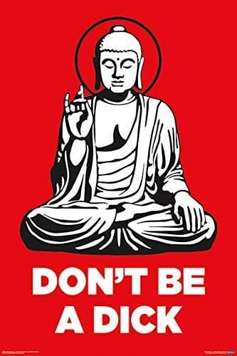 Scorpio Posters Buddha - Don't Be a Dick - Laminated Poster - 24" x 36"