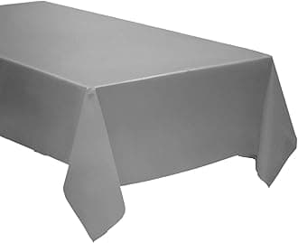 Pack of 4: Disposable Plastic Tablecloths/Table Covers, 54 x 108 inches Each (Silver/Gray)