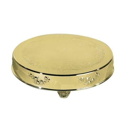 22" Round Cake Plateau, Gold-filled