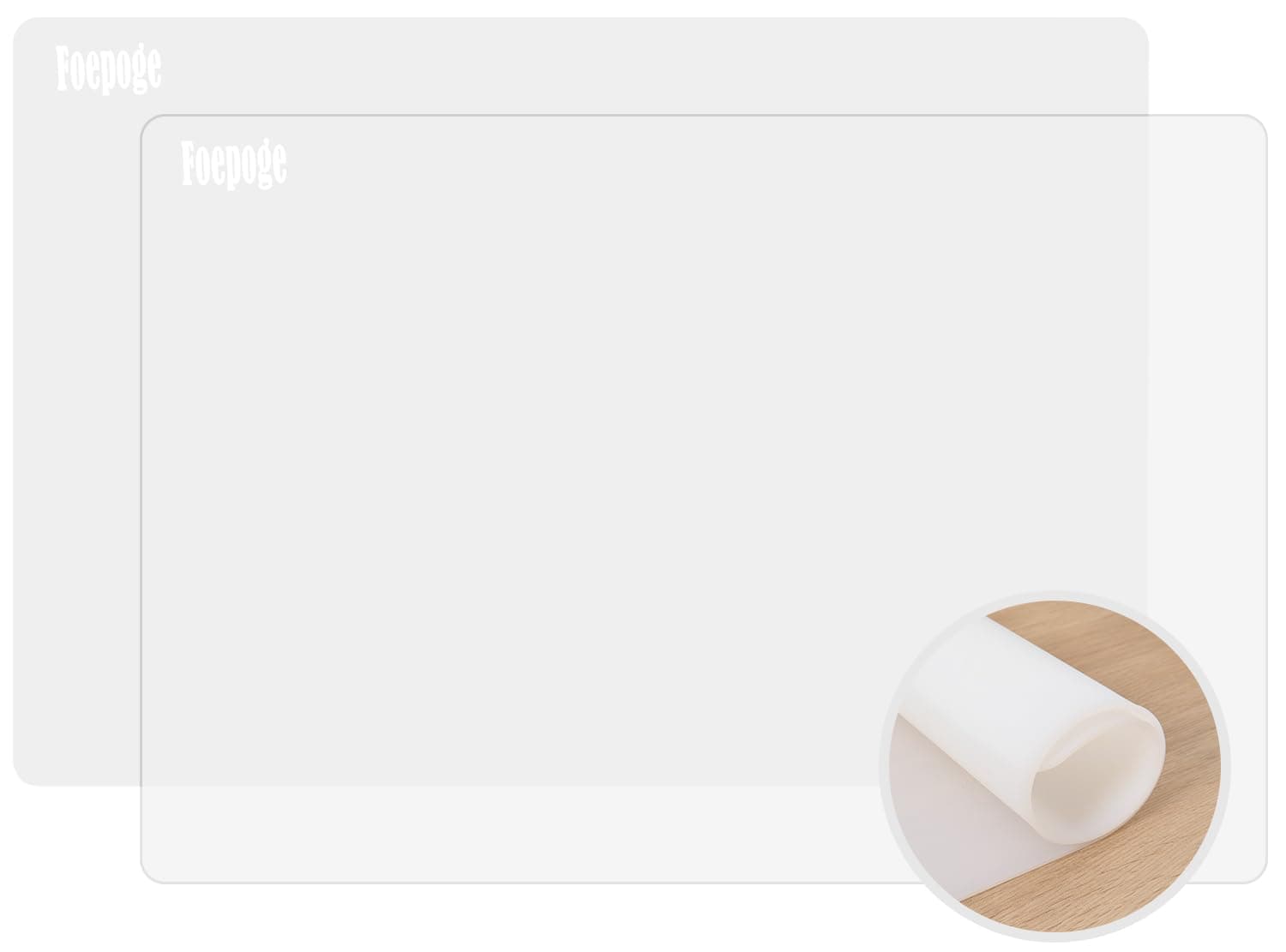 2MM Extra Thick Silicone Mats for Kitchen Counter Heat Resistant Mat, 23.6" x 15.7" Silicone Countertop Protector Matt Large Placemats, Silicon Craft Pad for Resin by Foepoge(2Pcs, Translucent)