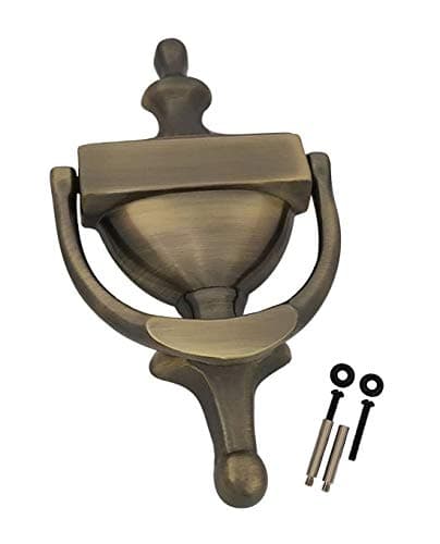 QCAA Solid Brass Door Knocker, 7", Antique Brass, Made in Taiwan, 1 Pack