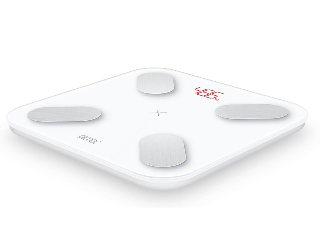 PICOOC Mini Pro, Bluetooth Body Fat Scale, App, AI Body Analysis, BMI, Water, Muscle, Apple Android, White Glass Scale