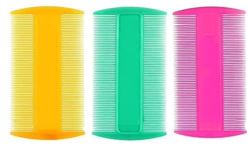 Plastic Lice Comb Nits Removal Comb Dandruff Dust Narrow Teeth Comb for Women and Men, Kids Multicolor (Pack of 3)