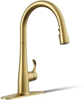 Kohler 22036-2MB Simplice Touchless Pull Down Kitchen Faucet, Kitchen Sink Faucet with Pull Down Sprayer, Vibrant Brushed Moderne Brass