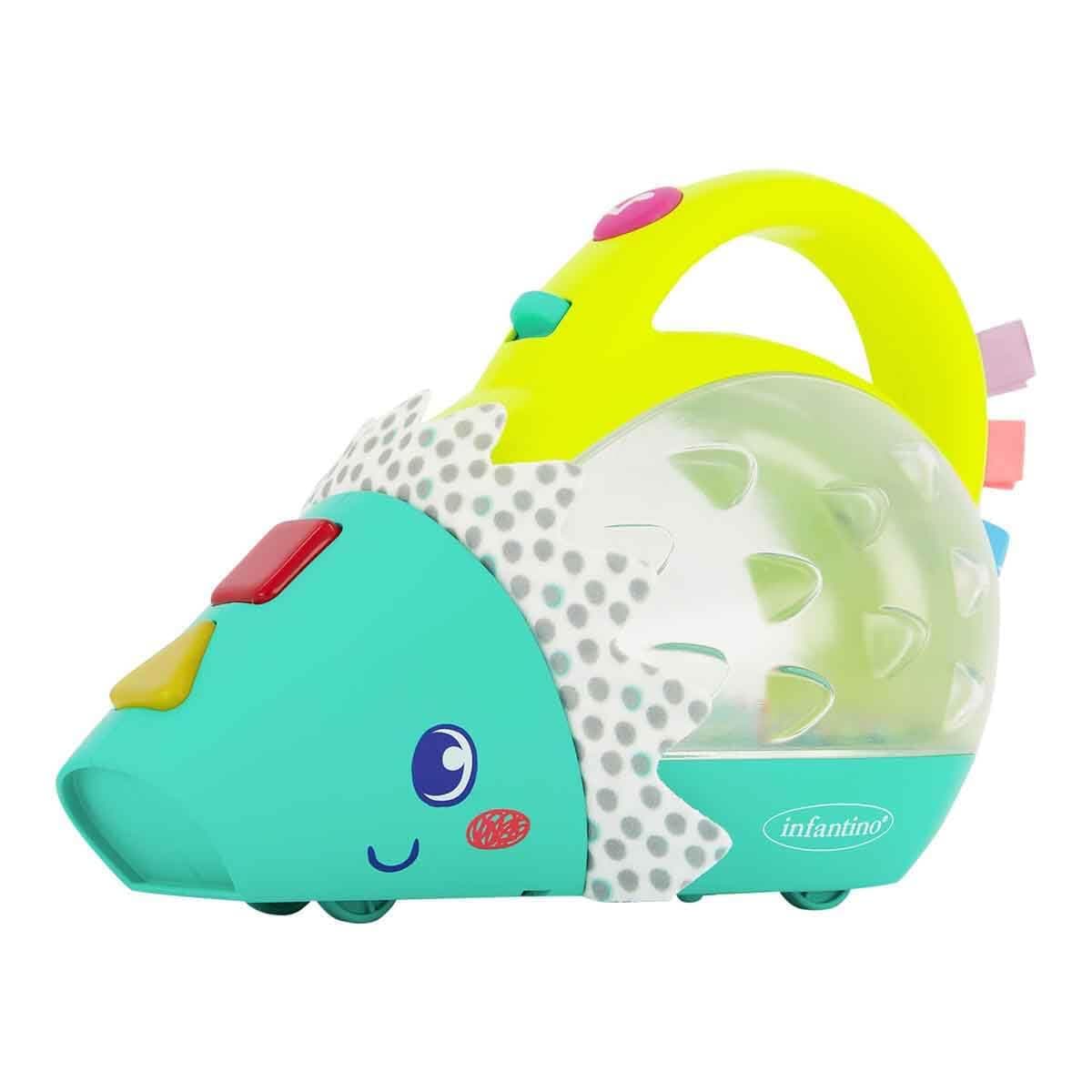 Infantino Push & Pop Musical Light-Up Mini-Vac Hedgehog Mini-Me Pretend Toy Vacuum with Music, Lights, Bouncing Balls, Sounds & Buttons, Helps Build Gross Motor Skills, for Babies & Toddlers