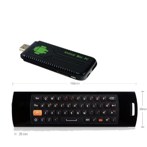 New Version Bluetooth Ug007 II Mini PC Android 4.1.1 Google TV Dongle Dual Core Rockchip 3066 Cortex A9 Wifi 1080p RAM 1GB+ROM 8GB + Mele Fly Sky air mouse remote control with wireless keyboard 2.4 GHz