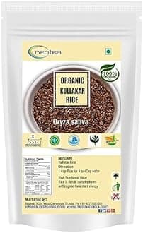 Neotea Organic Kullakar Hand-Pounded Rice | Traditional Red Rice | Boiled Unpolished Arisi Rice | 100% Natural & Nutrient-Dense | Diabetic Friendly | Medium Grain | 500 GM