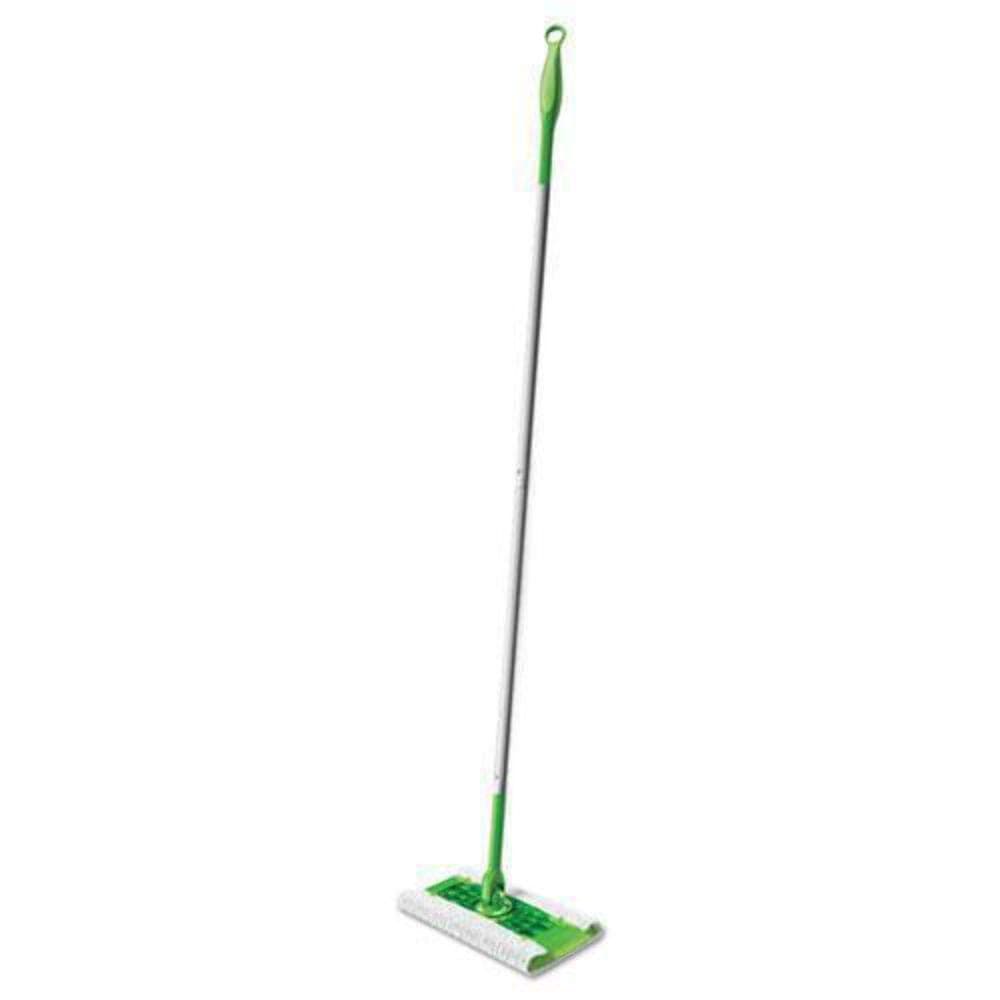 Swiffer Sweeper Mop, 10 X 4.8 White Cloth Head, 46" Green/silver Aluminum/plastic Handle