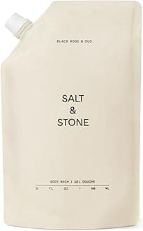 Salt & Stone Body Wash with Antioxidants for Deep Moisture | For Women & Men, Sulfate, Paraben, & Dye Free, Leaving Skin Soft and Hydrated | Black Rose & Oud Refill 32 fl oz