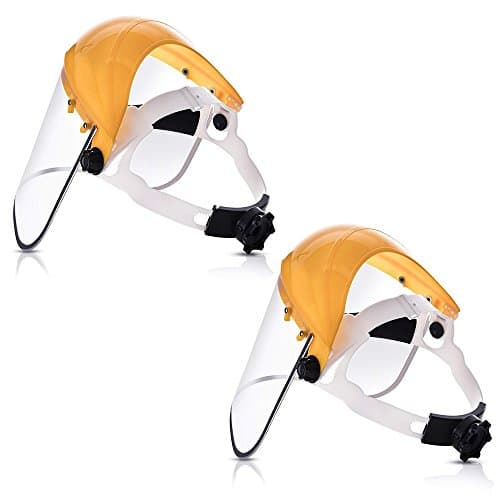 Katzco Clear Full Face Shield Visor Mask - Pack of 2 - Face and Head Coverage - Ideal for Automotive, Construction, General Manufacturing, Mining, Oil and Gas Uses