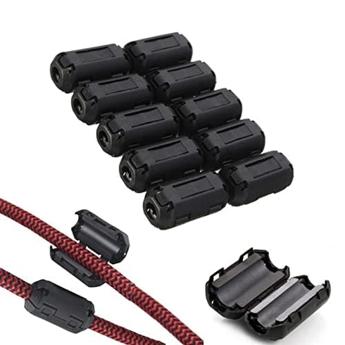 Clip-on Noise Filter,VSKEY [10pcs 7.0mm] Anti-Interference High-Frequency Ferrite Core Choke Clip for Speakers,Video,Radio,Amplifier,Home Audio Device Noise Suppressor (0.275 inch Inner Diameter)