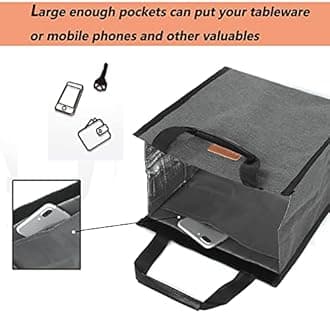 Lunch Bags for Women Insulated Reusable Lunch Tote with Internal Pocket, Lunch Tote bag for Work (Charcoal Grey