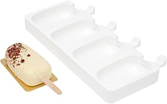Pastry Tek 4 Cavities Popsicle Mold, 1 Round Cakesicle Mold - Flexible, Freezable, White Silicone Cake Popsicle Mold, Easy Release, For Baking - Restaurantware