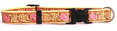 Leather Rose Pink Dog Collar - Size Large