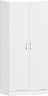 Vida Designs Riano 2 Door Wardrobe, White Shelf & Hanging Rail Wooden Bedroom Storage Furniture