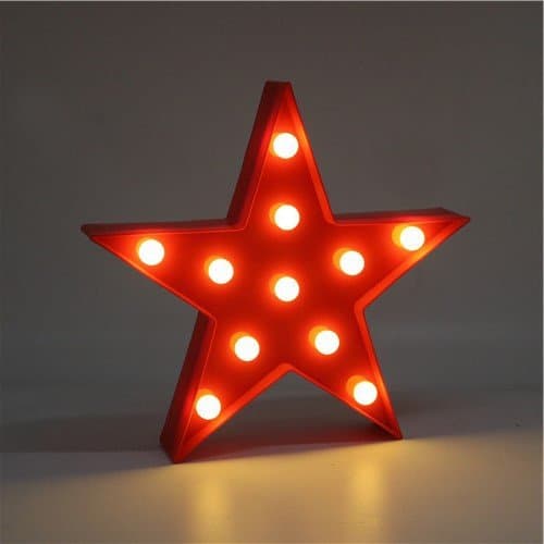 Merdes Decorative Red Star LED Light, Cute Night Table Lamp Light for Kids' Room, Bedroom, Gift, Fiesta, Party, Garden, Home Decorations