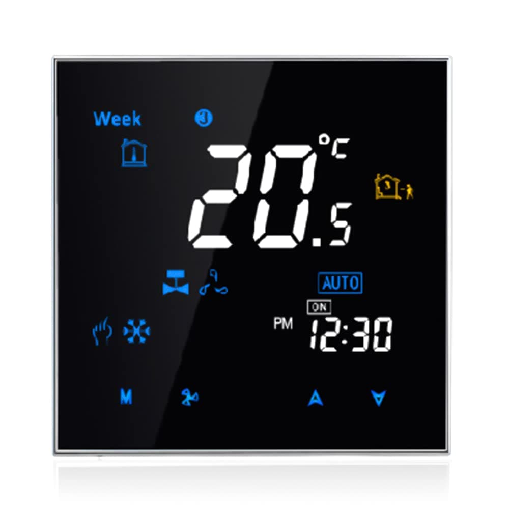 Thermostat,Four Pipe Intelligent Room Thermostat Digital Programmable Temperature Controller for Air Conditioner (BAC-3000EL, Black)