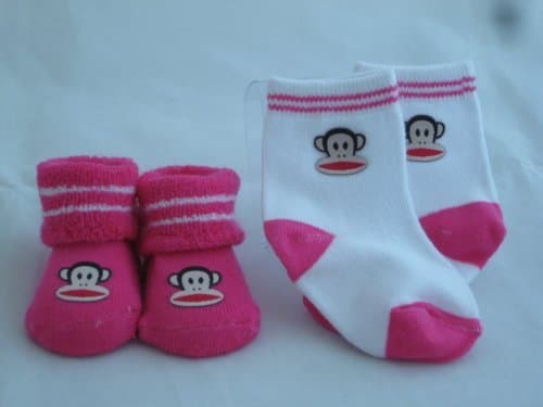 Small Paul by Paul Frank Two Pair Booties Pink And White 0-12 Months