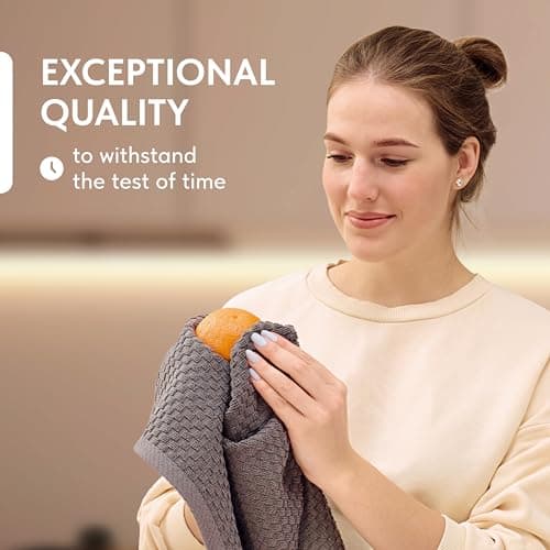Super Absorbent Kitchen Towels 12 Pack - Premium 100% Cotton Kitchen Towels, 450GSM Thick Machine Washable Gray Dish Towels for Kitchen Drying, Cleaning, Dobby Weave, Unmatched Quality