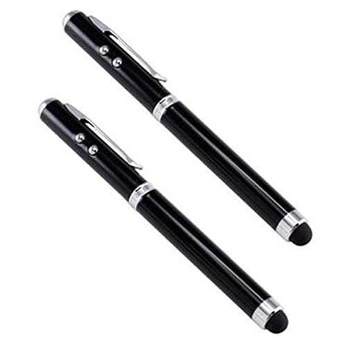 SuperGuardZ Stylus Pen, [2 Pcs] 4-in-1 Universal Touch Screen Stylus + Ballpoint Pen + Pointer + LED Flashlight for Smartphone/Tablets iPad iPhone Samsung etc + Extra Battery
