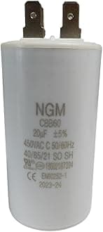20UF CBB60 Motor Run Capacitor 450VAC Volts Round Cylinder 4 Pins, Metallized Polypropylene Film Capacitor for Motor Run, Air Conditioners, Washing Machines, Operating Voltage Range 250V ~ 450V