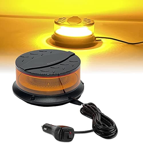 monirf LED Emergency Strobe Light, Magnetic Warning Flashing Light with 48 Super Bright LEDs & 8 Flashing Modes, Amber Beacon Light for Construction Vehicle Tow Trailer Truck Tractor Bus Forklift Car
