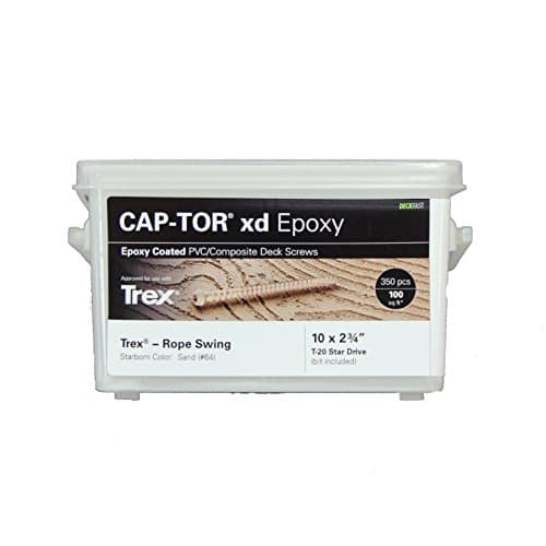 Deckfast CAP-TOR xd Epoxy Capstock + Composite Screw 350 Pack #10 x 2-3/4" (#64 Sand, Matches Trex Rope Swing)