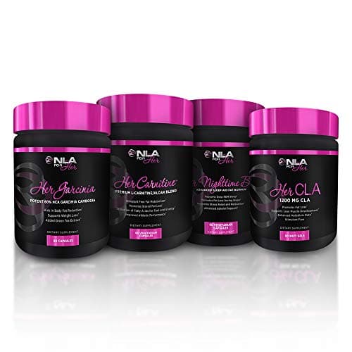 NLA For Her - Stimulant Free Fat Burning Stack Bundle - Her Garcinia, Her Carnitine, Her Nightime Burn and Her CLA - A Great Combo to Help You Burn The Fat Without stimulants