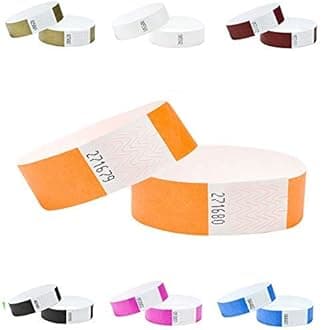 Tyvek Wrist Bands 3/4 inch 100 Pack, Paper Like Bracelets Used for Events, Nightclubs, waterparks etc. Neon Orange