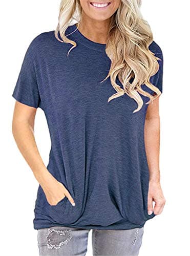 Short Sleeve Batwing Sleeves for Women Casual Basic Comfy Tee Shirt Round Neck Tunic Tops