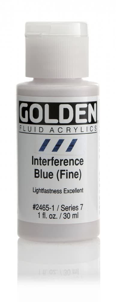 Fluid Acrylics by GOLDEN, Interference Blue (Fine), 1 fl. oz. Bottle, Professional Acrylic Paint, Transparent