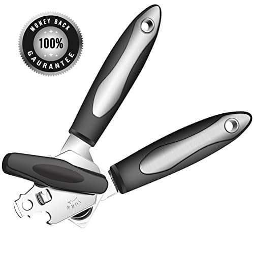 Can Opener, Manual Can Opener Smooth Edge with Sharp Stainless Steel Comfortable Ergonomic Handle Round Knob Easy to Operate in Kitchen