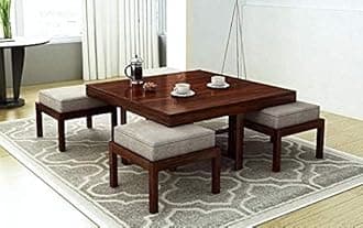 Solid Rosewood Wood Coffee Table Living Room with 4 Stools New CNC Design Center Table | Hotel | Lounge | (GD04)