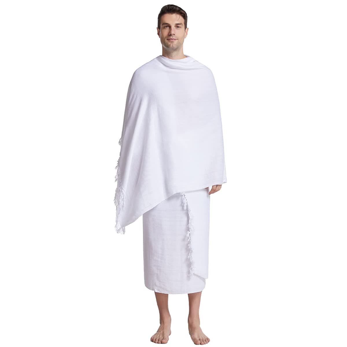 Muslim Arab Men Solid Color Polyester Traditional 2 Pieces Package Ihram Hajj Towel