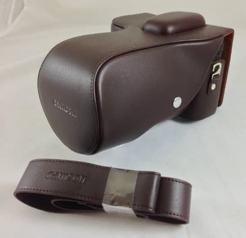 Camson Leather Camera Case Bag and Strap for Nikon D7200, D7100, D7000 + 18-140 or 18-55 Lens (Vintage Brown)