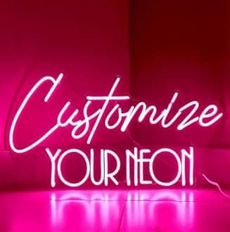 Custom LED Neon Sign, Dimmable with Remote, Personalized Custom Text Logo Neon Light for Bedroom, Business Logo, Bar, Wedding, Birthday Party & Wall Decor