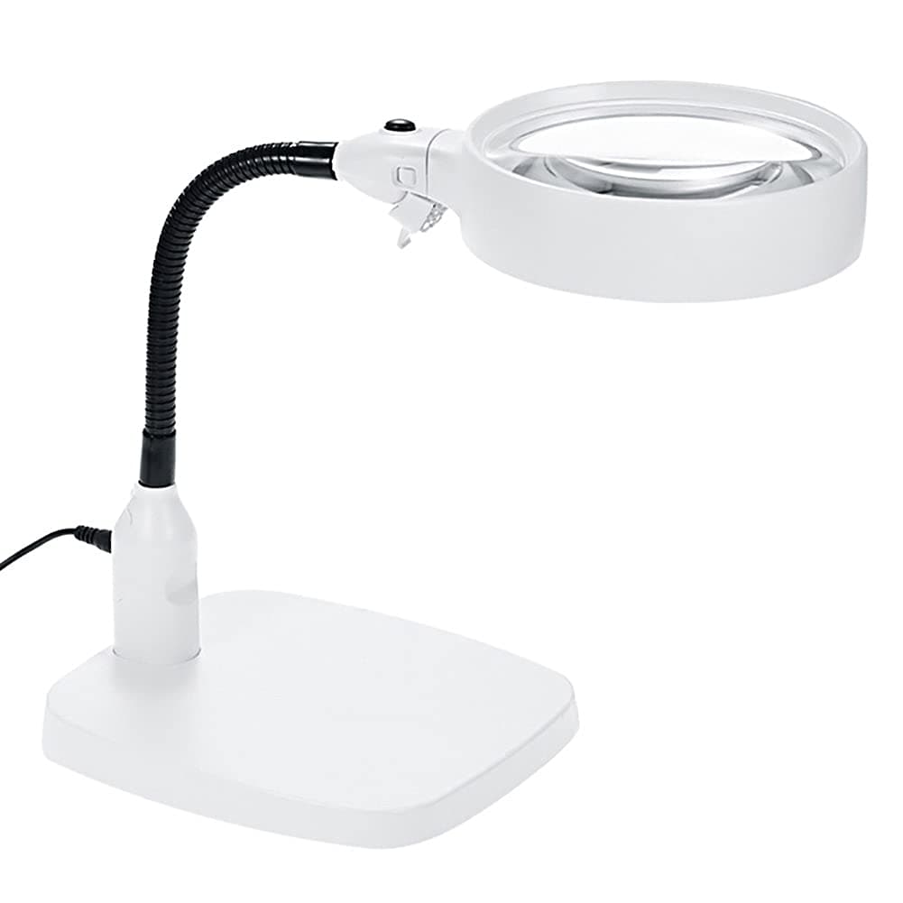 TMANGO 10X Lighted Magnifying Glass - Extra Large 4.8 Inch Lens Magnifying Lamp & Sturdy Base - Desktop Magnifier Light Stand for Close-up Work, Reading, Hobbies, Crafts, Reading, Sewing