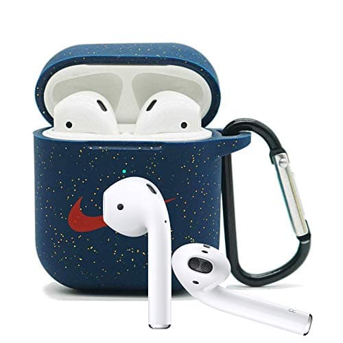Protective Premium Silicone Case with Keychain Compatible for AirPods Case 2/1,LED Visible,3.0mm Thickness,Provice Strong Protection for AirPods case. (Glitter Midnight Blue，R)