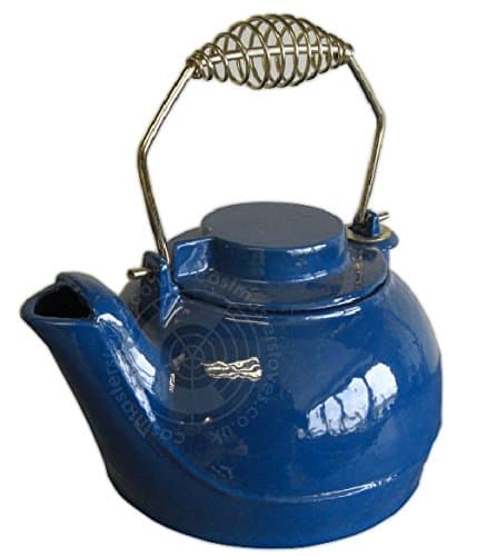 Functional Enamel Cast Iron Kettle Humidifier Tea Pot - Blue