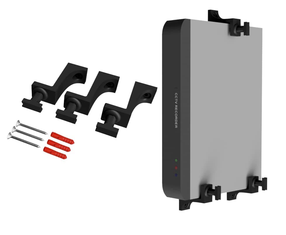 Adjustable Brackets Wall Bracket for DVR NVR Router Switch Mini PC Console Freeview Cable Box Wall Mount Modem - Universal Hideit Wall & Under Desk Mount for Devices 1.18-2 inches Thick Made in UK