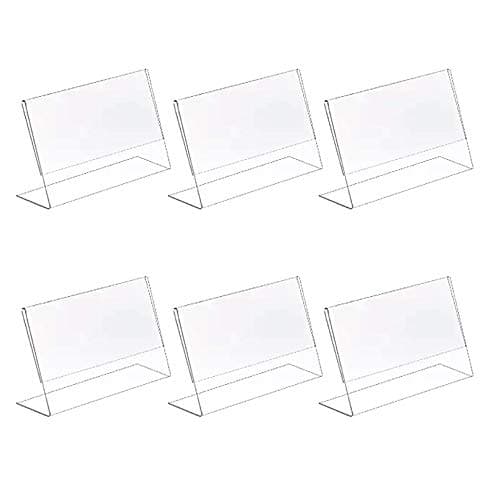 6Pack Acrylic 6 x 4 Slanted Sign Holders
