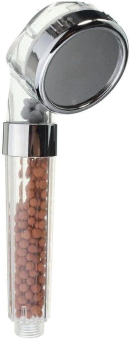 VEHHE Shower Head Powerful Flow with Beads Filter Pressure Boosting Shower Head Spray with 3 Modes Water Saving Bathing for Adults Children Pets Home and Gym Use (White)