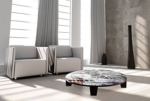 TAF DECOR "Diva in Grey" Art Coffee Table, 35" x 35" x 7.5"